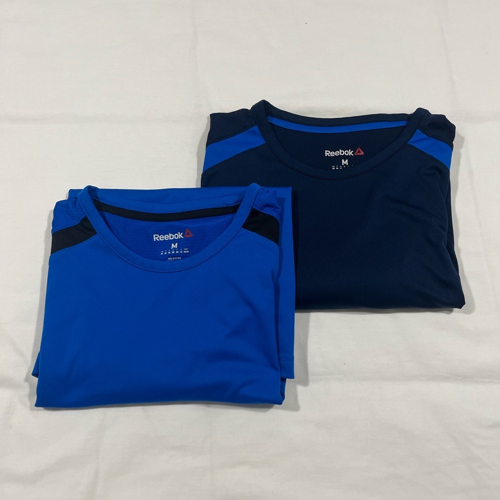 Reebok Blue Short Sleeve Tees Athletic Performance